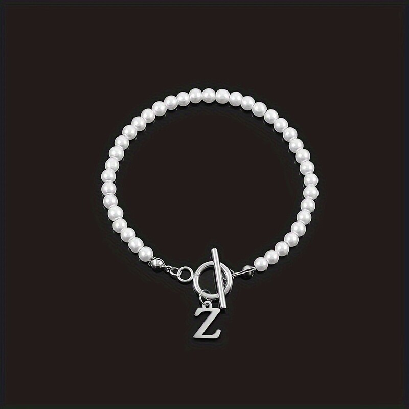 Piiriülene retro lihtsa stiili imitatsiooniga pärlikirjaga käevõru naistele OT pandlaga helmestega algustähega käevõru hulgimüük