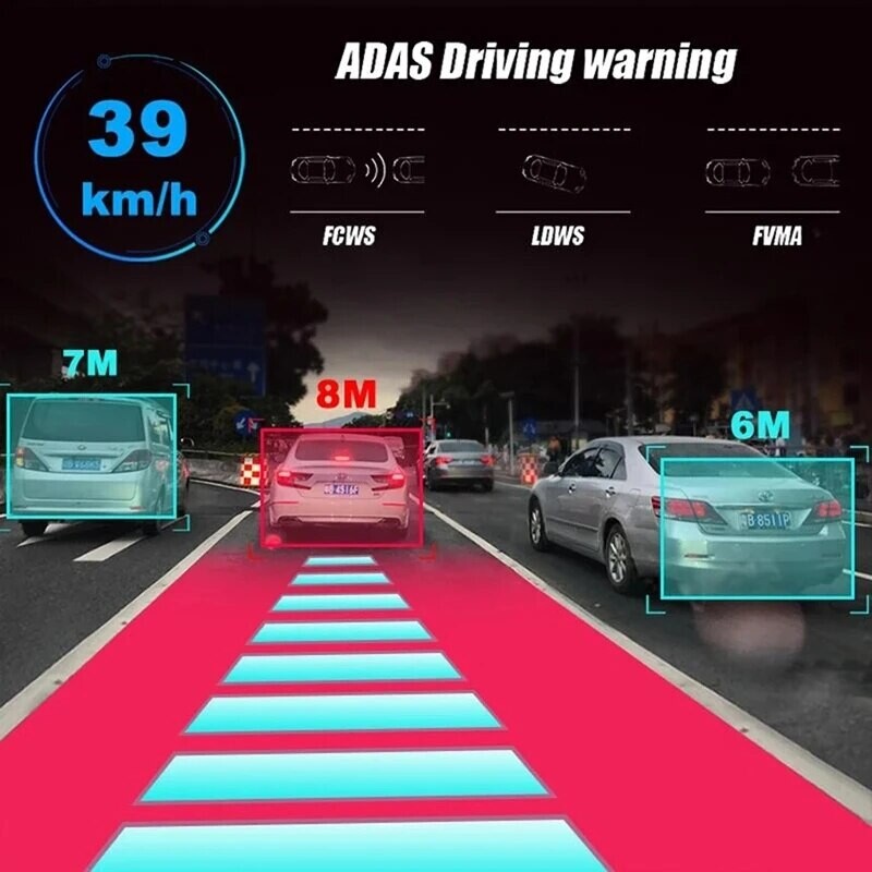 Automobilio DVR Dash Cam Full HD 1080P Dash Cam, skirta DVD Android grotuvui ADAS LDWS navigacijos blokas Automatinis garso signalo balso signalo vaizdo įrašymas