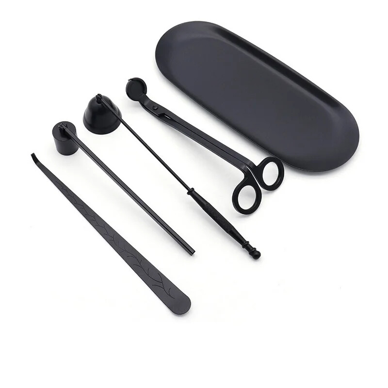 Roostevabast terasest küünalde kustutustööriist Küünla trimmer Küünlataht trimmimiseks käärid/konks/küünlaalus/küünlahooldustööriist