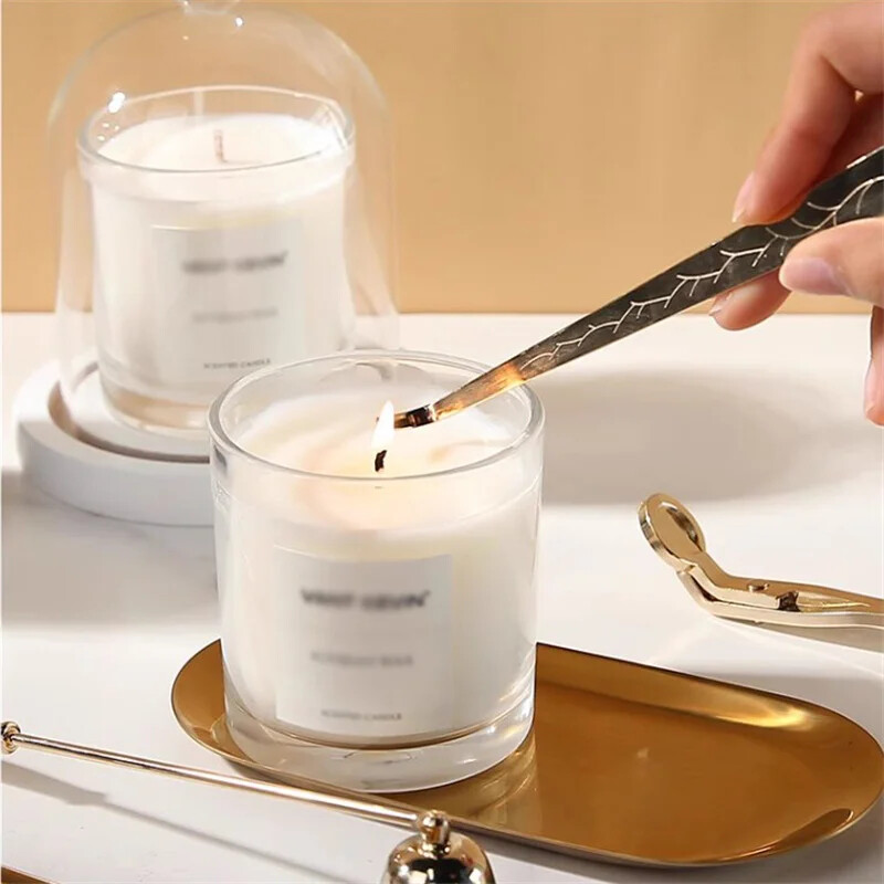 Roostevabast terasest küünalde kustutustööriist Küünla trimmer Küünlataht trimmimiseks käärid/konks/küünlaalus/küünlahooldustööriist