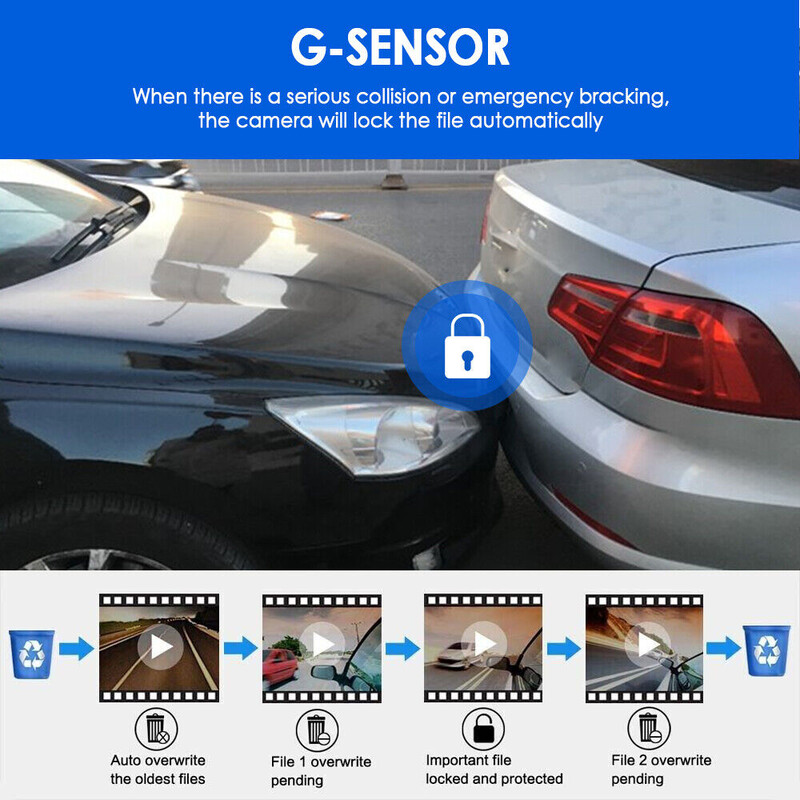 Automobilinis DVR Plataus kampo 2 įrašų didelės raiškos Night Vision 1080P vairavimo įrašymo įrenginys siurbimo taurė 2 objektyvų automobilio priekyje ir viduje vaizdo įrašas