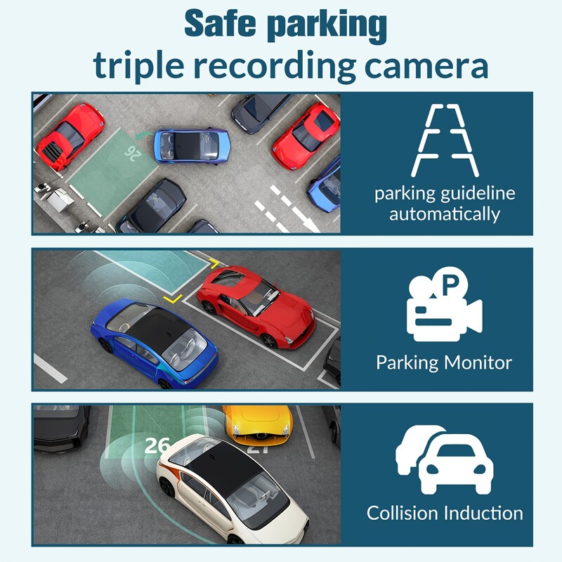 3-kanaliline armatuurkaamera autode kaamerale Black Box 1080P videosalvesti Tahavaatekaamera sõidukite autode DVR autotarvikute jaoks