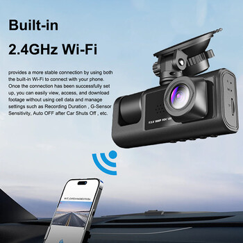 3 κανάλια WiFi Dash Cam for Cars Κάμερα 1080P Εγγραφή βίντεο Κάμερα οπισθοπορείας για οχήματα DVR αυτοκινήτου Αξεσουάρ αυτοκινήτου Δωρεάν καθρέφτης