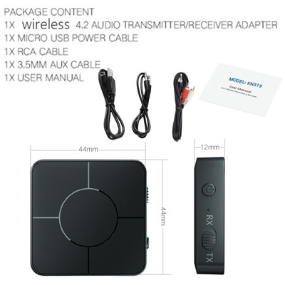 Аудио предавател Приемник Съвместим с Bluetooth 5.0 RCA Безжичен музикален аудио адаптер с микрофон за PC TV Автомобилна интелигентна система