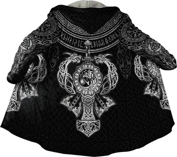 Καλύτερες πωλήσεις Viking Armor Hooded Cloak 3D Printed Μοντέρνο Παλτό με κουκούλα Fleece για Ανδρικά Γυναικεία Ζευγάρια