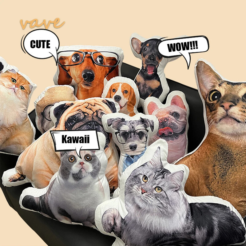 Foto Kohandatud kujuga padjapüür DIY lemmiklooma padi Mänguasjad Nukud Täidisega Loom Koer Kass Pilt Padja Kohandamine Diivan Autopadi