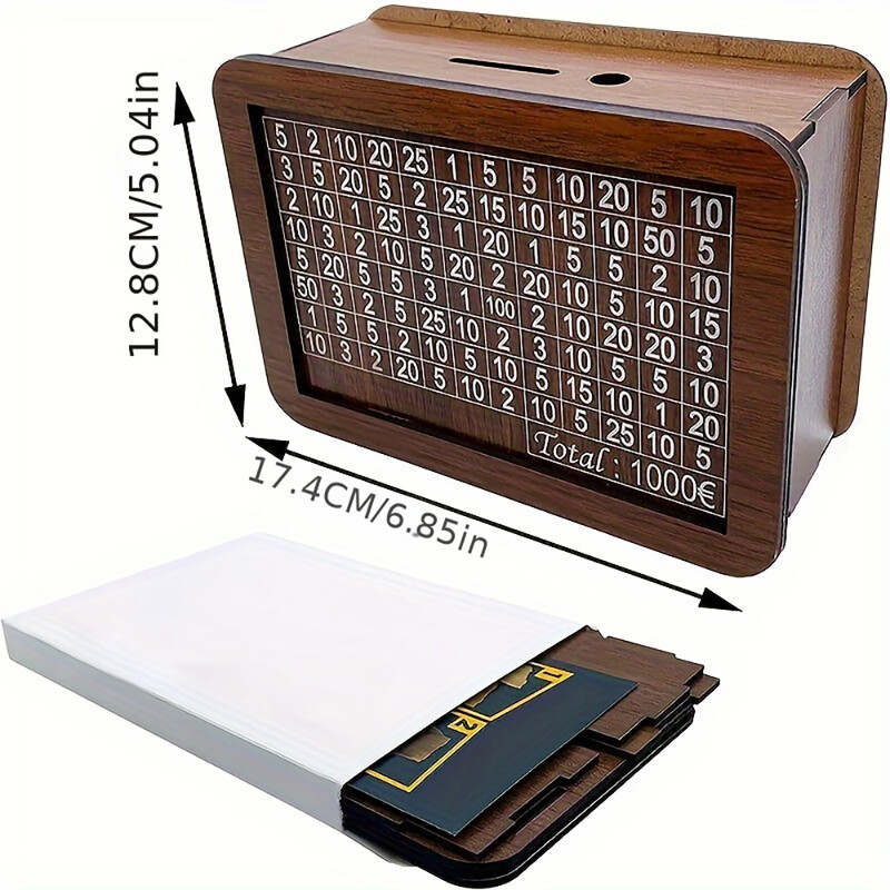 Pușculiță din lemn Pușculiță decorativă de unică folosință, din lemn natural, lucrată manual, pentru economisirea banilor cu contor de obiective de bani Pușculiță