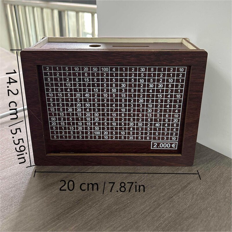 Pușculiță din lemn Pușculiță decorativă de unică folosință, din lemn natural, lucrată manual, pentru economisirea banilor cu contor de obiective de bani Pușculiță