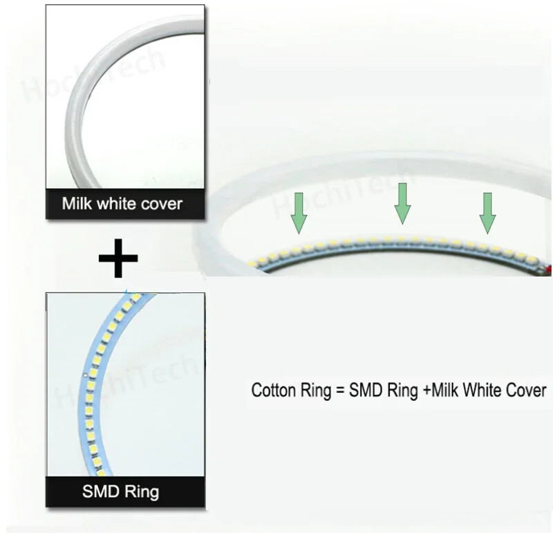 Inele halo super luminoase din bumbac LED Far Eyes 60mm 70mm 80mm 90mm 100mm 110mm 120mm Lampă cu bec DRL pentru motociclete