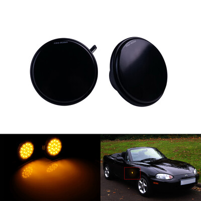 ANGRONG 2X lentile afumate negru LED indicator lateral indicator luminos chihlimbar pentru Mazda MX-5 MK I II NA NB