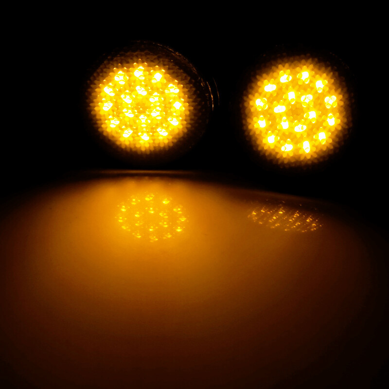 ANGRONG 2X juodas dūminis objektyvas LED šoninio indikatoriaus kartotuvo šviesa, geltona, skirta Mazda MX-5 MK I II NA NB