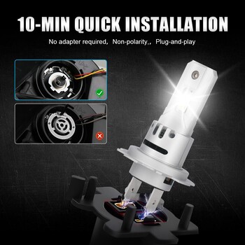 2 τεμ H7 LED Headlight Bulb 12V Mini Car Head Lamp CSP3570 Wireless H7 LED Canbus Error Free 20000Lm 6000K White