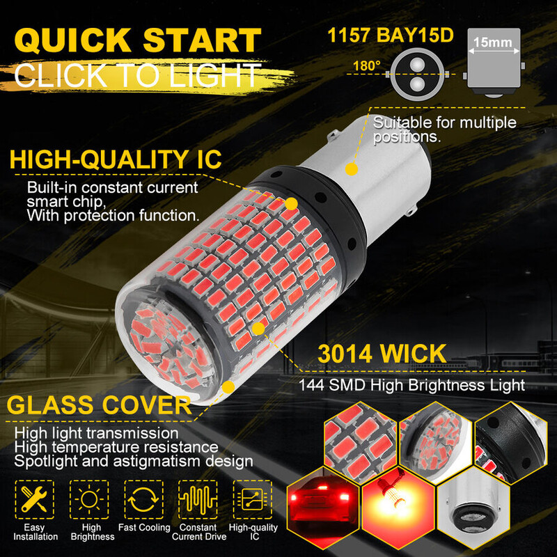 2x 1157 BAY15D LED Canbus 144 SMD 20W auto piduri tagalaterna tagatule pirnid.1156.bau15s.t20.7440.7443.3156.3157.