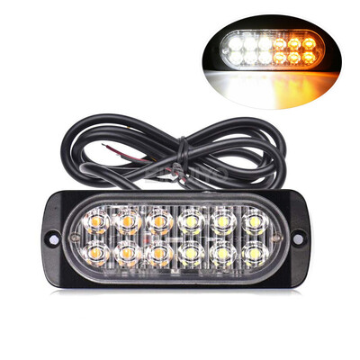 12 LED стробоскопа Авариен мигащ сигнален фар Предупредителна светлина 12V 24V Стробоскопи за автоматични DRL автомобили Камион Полиция Кехлибарено Червено Син