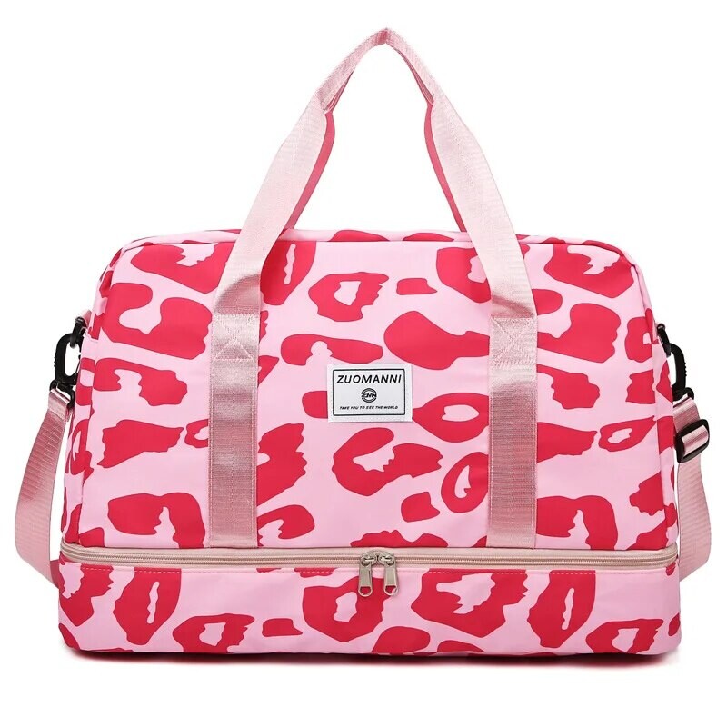 Divatos vízálló utazási fitnesztáska, hordozható nejlon női sportruházati tárolócsomag többfunkciós száraz, nedves elválasztó tornazsák