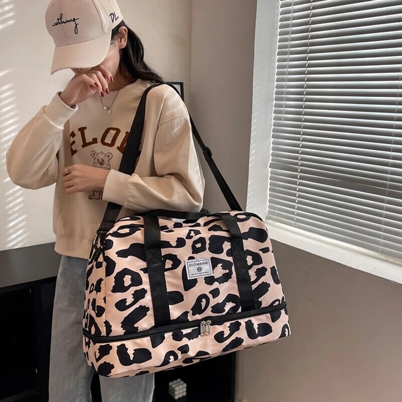 Divatos vízálló utazási fitnesztáska, hordozható nejlon női sportruházati tárolócsomag többfunkciós száraz, nedves elválasztó tornazsák