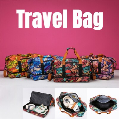 Travel Bag Women`s Handbag Flower Print Waterproof Large Size Luggage Fitness Dry Wet Separation Duffle Bag Weekend Bag