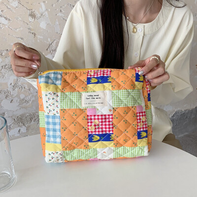 Tepitud puuvillane naiste reisihoiukott Retro kirss naiste kosmeetikakotid Armsa disainiga tüdrukute pliiatsikas meigikott käekotid