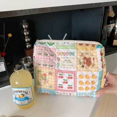 Tepitud puuvillane naiste reisihoiukott Retro kirss naiste kosmeetikakotid Armsa disainiga tüdrukute pliiatsikas meigikott käekotid