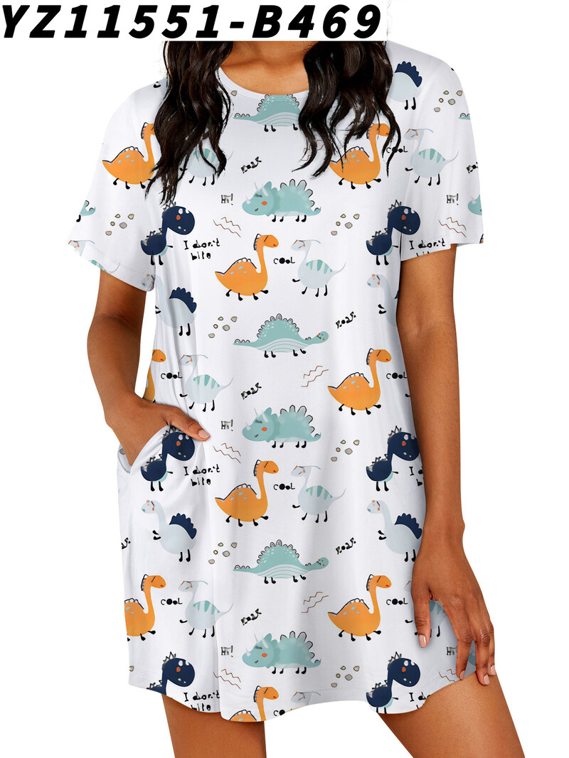 Suvine lühike ümara kaelusega kleit ja 3D prindiga kogu keha