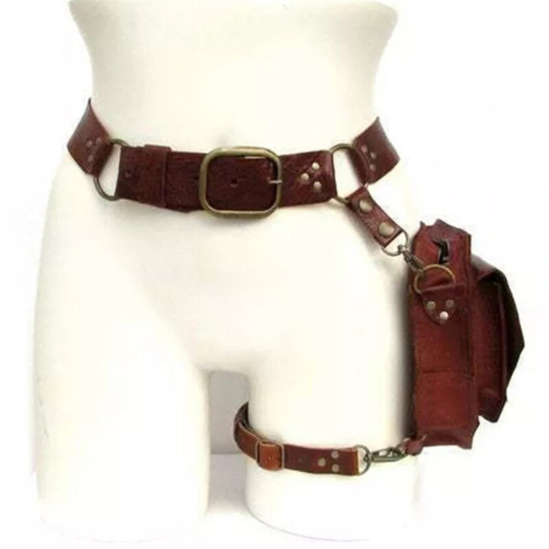 Punk Retro PU Geantă de talie Ocazional Pachete mici pătrate de șold pentru femei Crossbody Crossbody Geantă multifuncțională în aer liber pentru telefon pentru picior