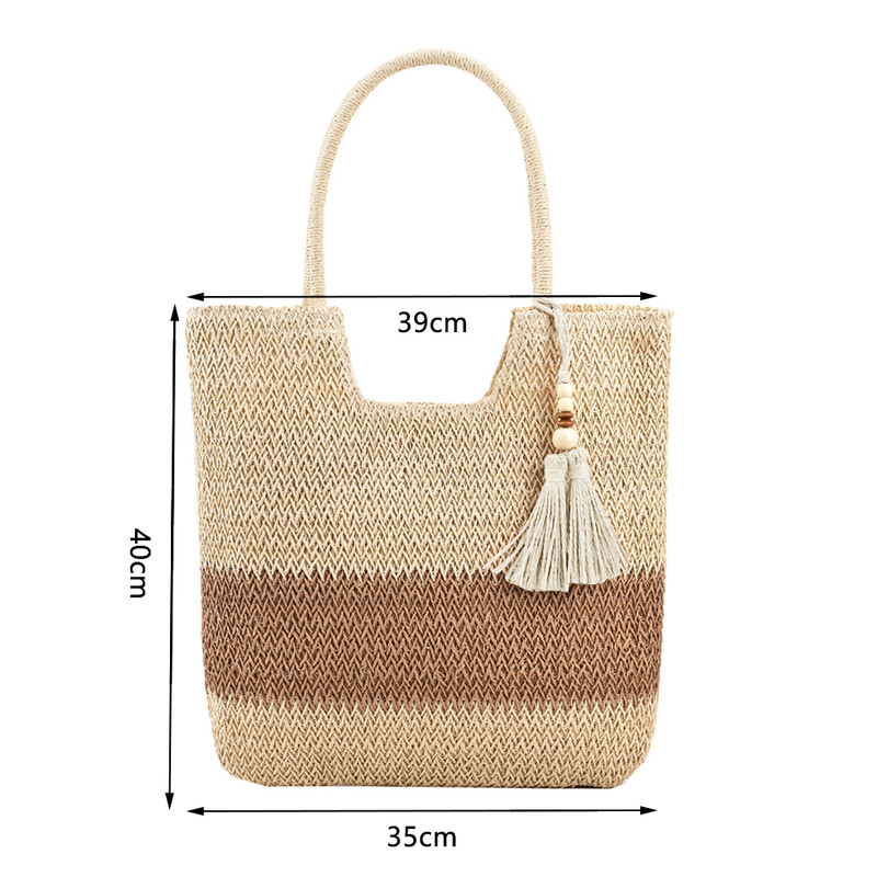 Õlgest rannakott Suvine kootud tutidega kandekott Suur õlakott naistele Õlgest rahakotid ja käekotid Rattan Boho Bag Raffia