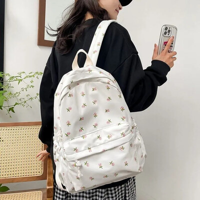 Κορεατική έκδοση Nylon Floral Backpack School Flower Fashion Backpack Γυμνασίων Τσάντα ταξιδιού για σακίδιο πλάτης γυμνασίου
