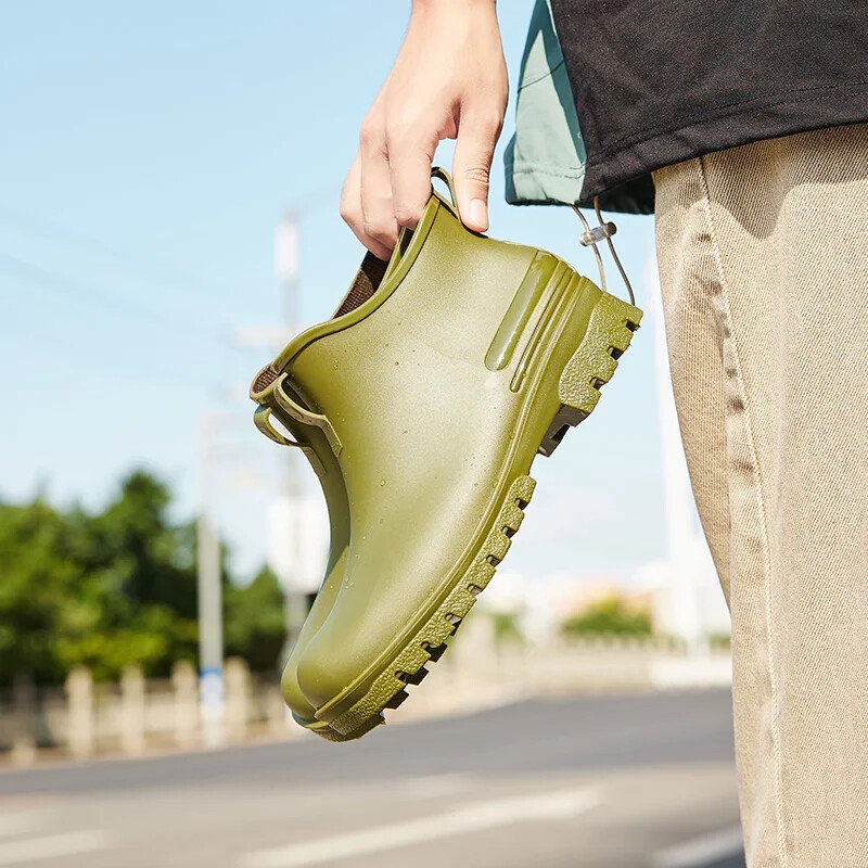 Pantofi de ploaie pentru bărbați, anti-alunecare, pantofi impermeabili la modă în aer liber, pantofi din plastic, rezistenti la uzură, iarnă, bumbac, calde, cizme scurte de ploaie bărbați