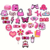 31 tk. Roosa Valentine Kinga amulettide komplekt puukingadele Bogg Bag Bubble Slides Sandaalid, PVC Kingakaunistused Rannakott Aksessuaarid Kingitus