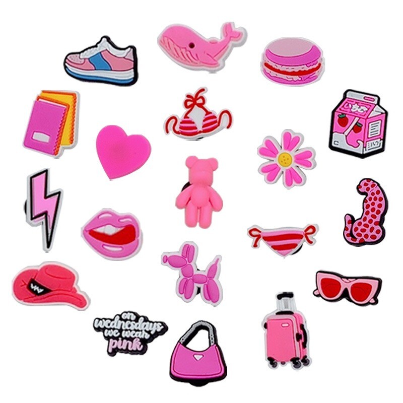 31 tk. Roosa Valentine Kinga amulettide komplekt puukingadele Bogg Bag Bubble Slides Sandaalid, PVC Kingakaunistused Rannakott Aksessuaarid Kingitus