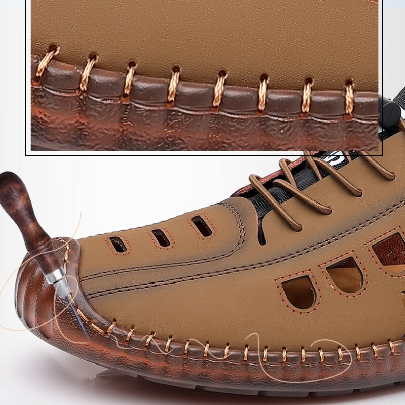 Muške meke kožne ljetne muške kožne sandale 2024. Prozračne neklizajuće potplate od kravlje tetive Ležerne kožne cipele Cipele za plažu na otvorenom