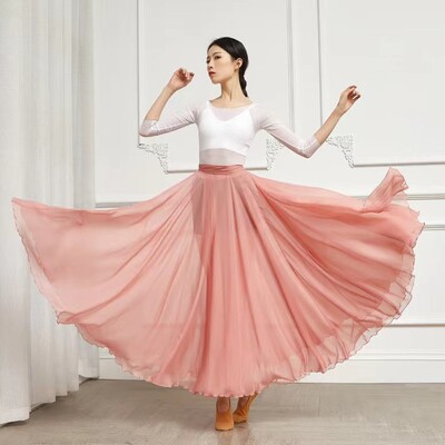 2022 Φθινόπωρο και Χειμώνας Νέες γυναίκες Flamenco Belly Dance Gypsy Solid Color Ballet Κλασική παράσταση χορού Κομψή μακριά φούστα