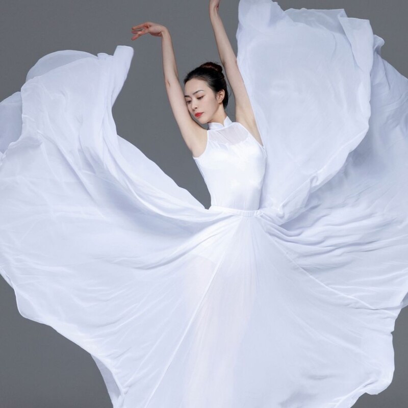 2022 Φθινόπωρο και Χειμώνας Νέες γυναίκες Flamenco Belly Dance Gypsy Solid Color Ballet Κλασική παράσταση χορού Κομψή μακριά φούστα