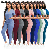 Scrubs Women Beauty SPA Uniform Pet Clinic Store Комплект работно облекло за ветеринарна стоматология Висококачествена униформа за медицинска сестра Унисекс