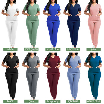 Scrubs Women Beauty SPA Uniform Pet Clinic Store Σετ ρούχων εργασίας κτηνιατρικής οδοντιατρικής Υψηλής ποιότητας στολή ιατρικής νοσοκόμας Unisex