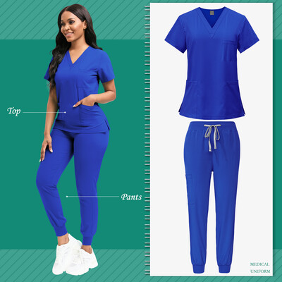 Scrubs Women Beauty SPA Uniform Pet Clinic Store Комплект работно облекло за ветеринарна стоматология Висококачествена униформа за медицинска сестра Унисекс