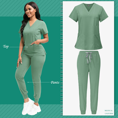 Scrubs Women Beauty SPA Uniform Pet Clinic Store Комплект работно облекло за ветеринарна стоматология Висококачествена униформа за медицинска сестра Унисекс
