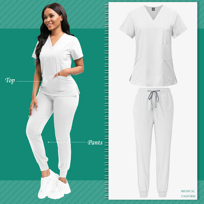 Scrubs Women Beauty SPA Uniform Pet Clinic Store Комплект работно облекло за ветеринарна стоматология Висококачествена униформа за медицинска сестра Унисекс