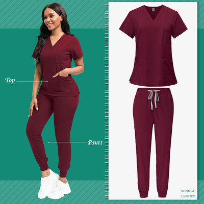Scrubs Women Beauty SPA Uniform Pet Clinic Store Комплект работно облекло за ветеринарна стоматология Висококачествена униформа за медицинска сестра Унисекс