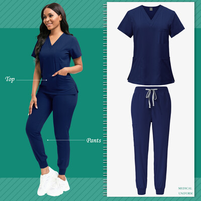 Scrubs Women Beauty SPA Uniform Pet Clinic Store Комплект работно облекло за ветеринарна стоматология Висококачествена униформа за медицинска сестра Унисекс