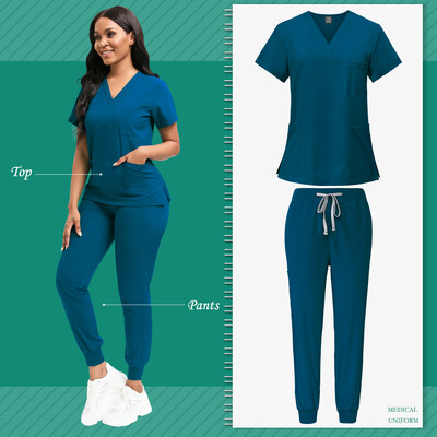 Scrubs Women Beauty SPA Uniform Pet Clinic Store Комплект работно облекло за ветеринарна стоматология Висококачествена униформа за медицинска сестра Унисекс