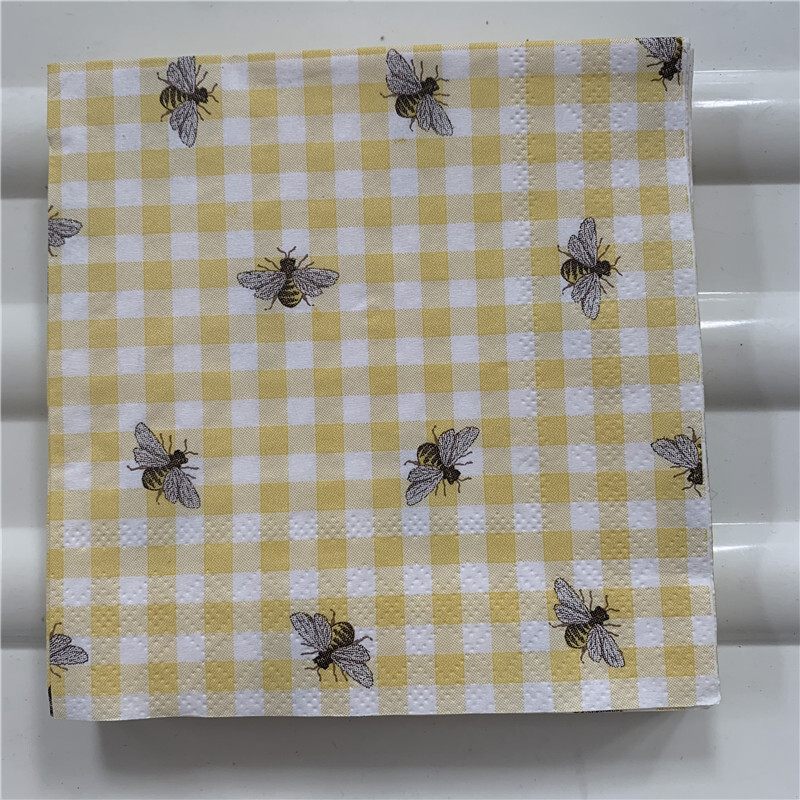 25 εκατοστά μικρότερο χαρτοπετσέτα χαρτοπετσέτας μπλε μωβ λουλούδι μαντήλι μέλισσας λάδι χειροτεχνίας ντεκουπάζ κοριτσάκι αγόρι παιδικό σερβιετάκια για πάρτι γενεθλίων