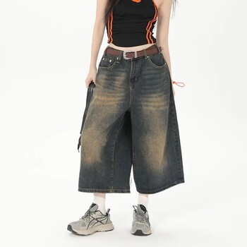 Deeptown Vintage Loose Jorts Τζιν Y2k Streetwear Oversize Σορτς Τζιν Παντελόνι Κορέας μόδας φαρδύ Grunge Παντελόνι Καλοκαιρινό ουδέτερο