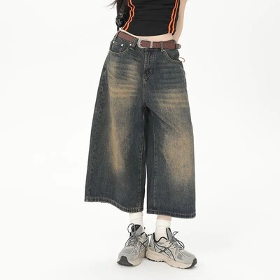 Deeptown Vintage Loose Jorts Farmer Y2k Streetwear Oversize rövidnadrág Farmer nadrág koreai divat táskás grunge nadrág nyári semleges