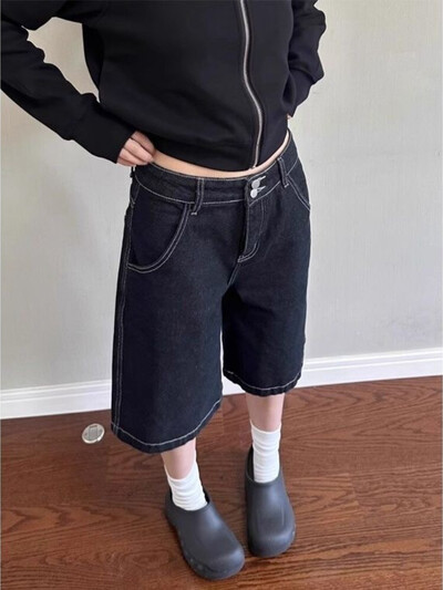 Deeptown Vintage Loose Jorts Τζιν Y2k Streetwear Oversize Σορτς Τζιν Παντελόνι Κορέας μόδας φαρδύ Grunge Παντελόνι Καλοκαιρινό ουδέτερο