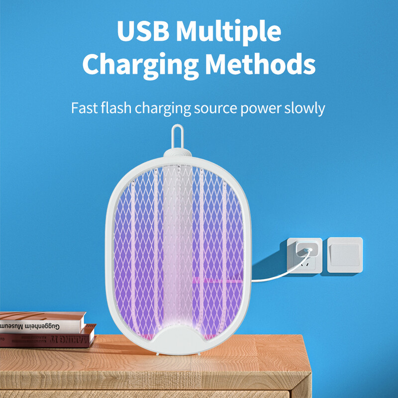 USB-taaslaetav sääsekustuti kokkupandav elektriline sääsetõrje kärbsepüünis koos UV-valgusega 3000 V kaitsega