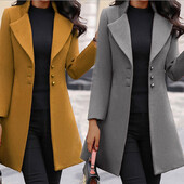 RX6625 Зимно ново дамско палто Корейска версия Slim Fit Средна дължина 2023 Европейско и американско дамско вълнено палто през граница