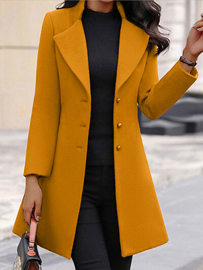 RX6625 Зимно ново дамско палто Корейска версия Slim Fit Средна дължина 2023 Европейско и американско дамско вълнено палто през граница