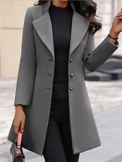 RX6625 Зимно ново дамско палто Корейска версия Slim Fit Средна дължина 2023 Европейско и американско дамско вълнено палто през граница