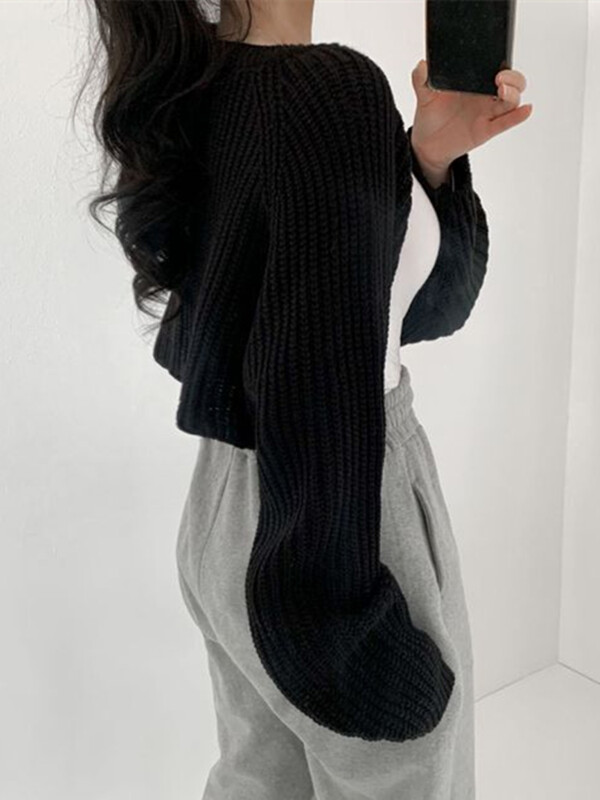 Colorfaith SWC1653 Νέο 2023, κομψές κορεάτικες κοντές ζακέτες πλεκτές γυναικείες πόντσο, κομψές vintage μινιμαλιστικές γυναικείες μπλούζες